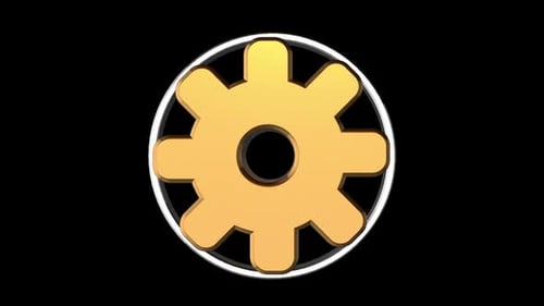 Golden 3D Gear Icon Rotating Loop Animation