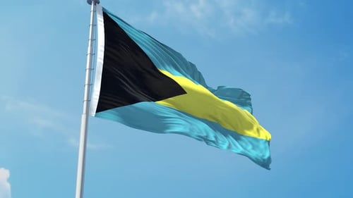 Bahamas National Flag Waving in Realistic 3D Animation