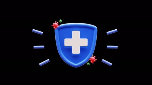 3D Animated Medical Shield Protecting Against Viruses