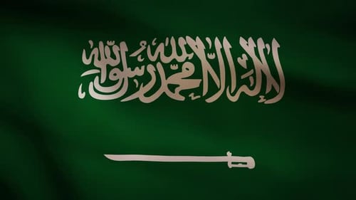 Waving Saudi Arabia Flag Animation with Realistic Fabric Texture