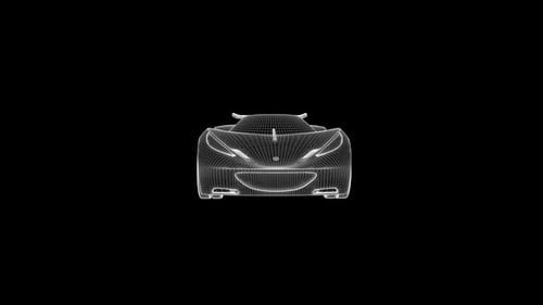 Futuristic Wireframe Sports Car 360 Degree Rotation