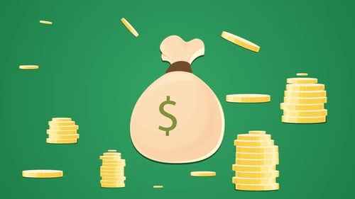 Sac à monnaie Sac à billets avec pièces d'un dollar sur fond vert