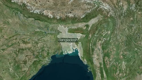 Animated Satellite World Map Zoom to Bangladesh Country Highlight