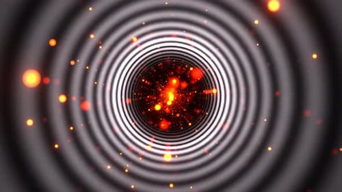 White And Orange Wavy Tunnel With Glowing Particles Background VJ Loop l 4K