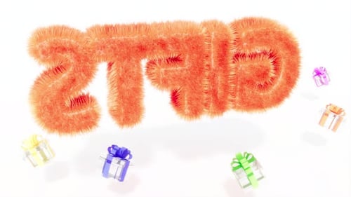 Orange Text GIFTS Glass Giftboxes on White Bg Able to Loop Endless