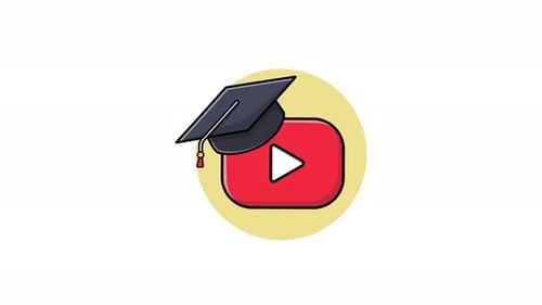 4K-Abspielknopf mit Abschlussmütze Youtube-Tutorial, Konzeptanimationsvideo