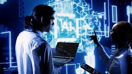 Membros da equipe executam o Código de IA no data center