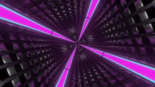 Cyan And Pink Changing Neon Light Square Tunnel Background Vj Loop In 4K