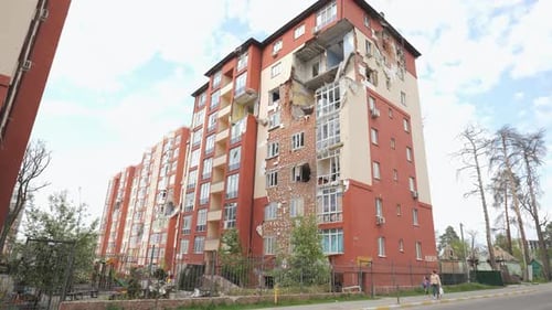 A Destroyed Residential Building in the Kyiv Region As a Result of Shelling By the Russian Army