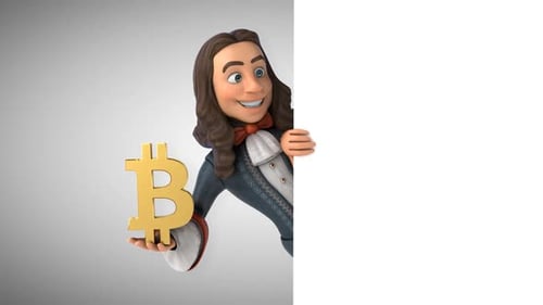 3D Cartoon Character Presents Bitcoin Symbol Animation