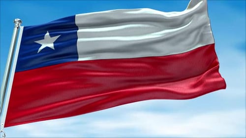 Chile Flag Waving In Realistic Wind Animation
