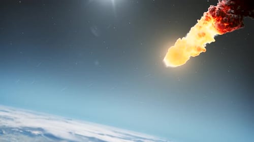 Fiery Meteorite Entering Earth's Atmosphere from Space