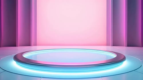 Futuristic Neon Podium Stage for Product Display or Presentation