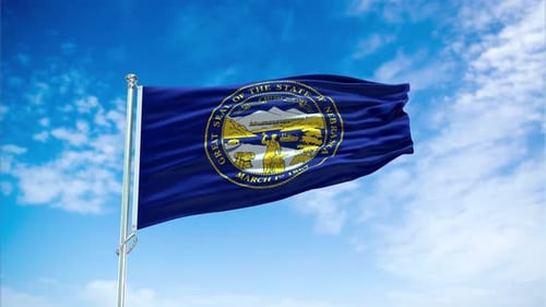 Realistic Waving Nebraska State Flag on a Clear Day