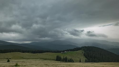 Beautiful Clouds Move Over the Mountains