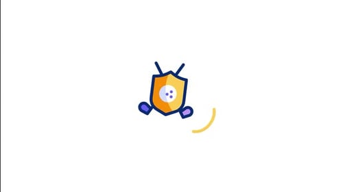 Animated Sports Shield Icon with Golf and Bowling Elements