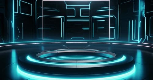 Empty Stage with Neon Lights