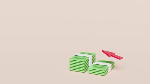 3D Animated Money Stacks and Upward Arrow