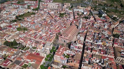 Vilanova i la Geltru, aerial view of Esglesia de Sant Antoni Abat. Capital city of Garraf comarca