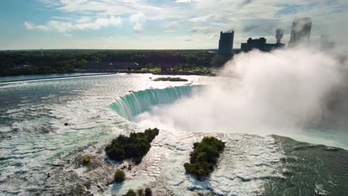 Niagara Falls View, Aerial Drone Beautiful Flying Tourism