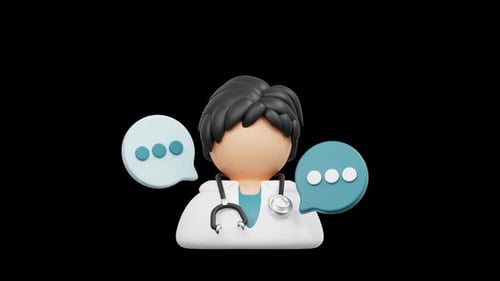 3D Doctor Character with Animated Chat Bubbles