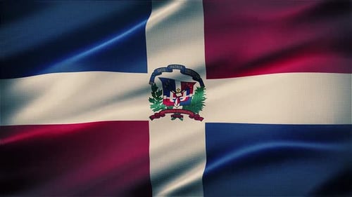Dominican Republic National Flag Realistic Waving Animation