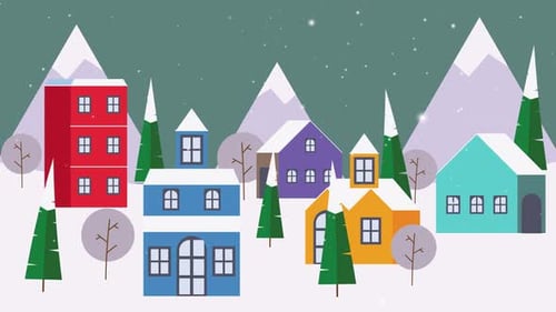 Christmas Town Winter Snow Animation