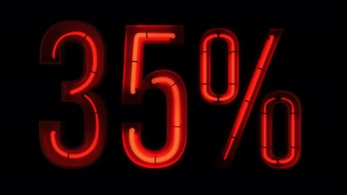 Flickering Red Neon 35 Percent Digit