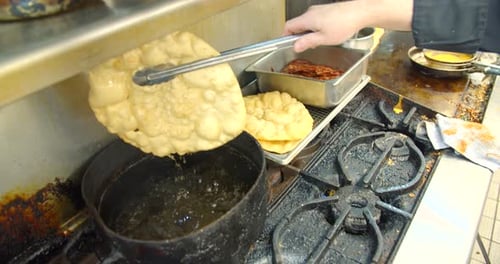 Frying Flatbread in Commercial Kitchen