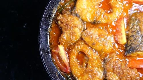 Top View of Homemade Indian Curry Fish