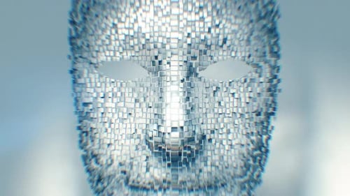 Futuristic Abstract Digital Face Mask Reveal