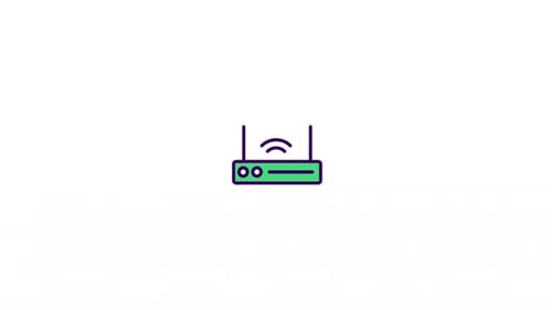 Flat Design Wi-Fi Router Icon Broadcasting Signal Animation