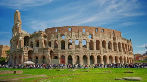 The Coliseum or Flavian Amphitheatre Colosseo on a Sunny Day Rome Italy