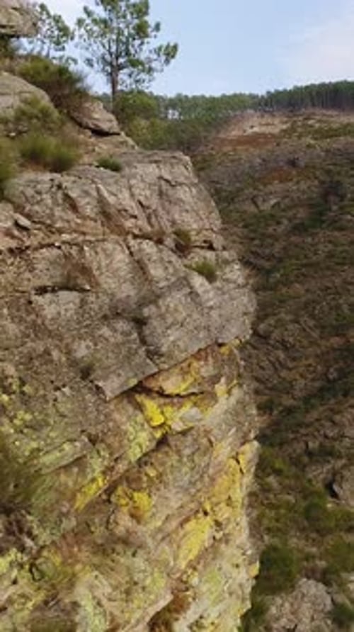 Aerial View of Amazing Mountains with Waterfall Vertical Video