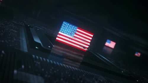 USA Glitch Digital Text and Flag Reveal