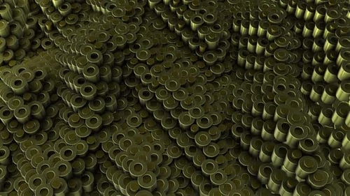 3D Gold Cylinders Waves Abstract Motion Graphics