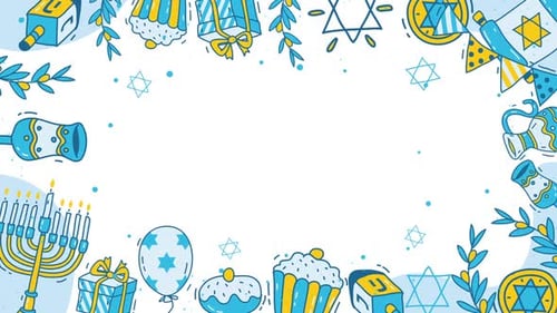 Animated Hanukkah Doodle Celebration Frame Background