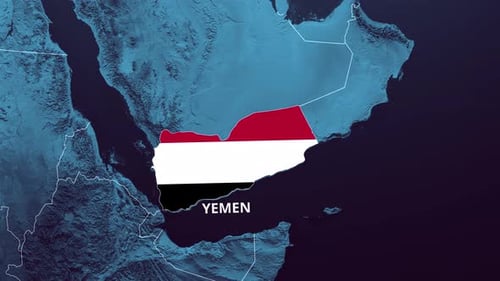 Yemen Map Reveal with Flag and Country Name