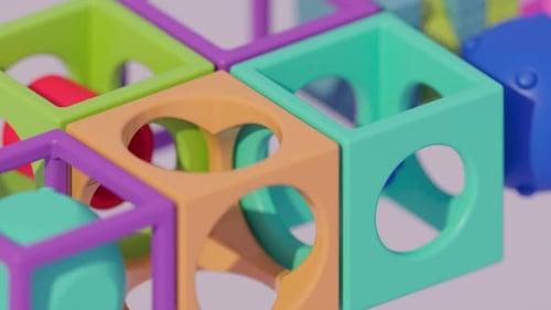 Colorful Abstract Geometric Interlocking Blocks 3D Animation