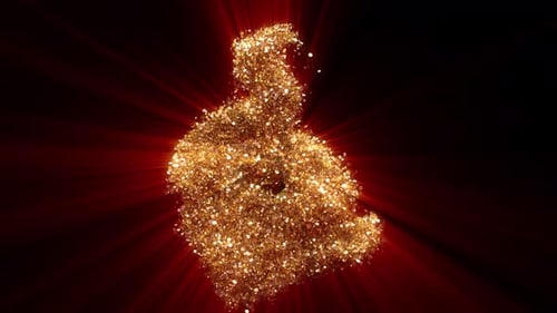 Gold Glitter Particles Snake Chinese Zodiac On Alpha