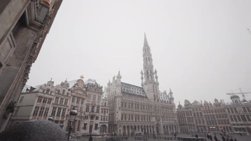 Panoramic moving view of the entire Grand Place (Grote Markt) square in Brussels, Belgium