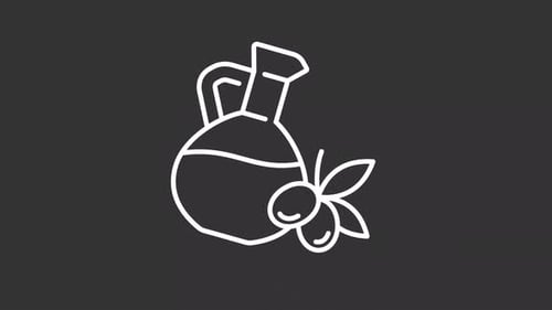 Animated Line Art of Olive Oil and Olives