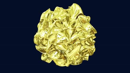 Looped Gold Color Sphere Waving Animation 4K