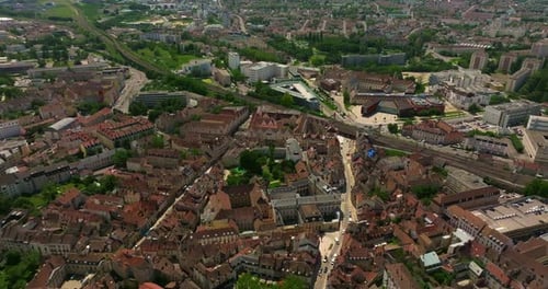 Aerial View Around the Town Dijon Flight Through the Historic Center of Dijon the Capital of
