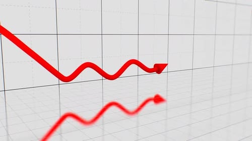 Red Stock Market Arrow 3D Chart of Volatile Market Conditions Graph