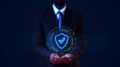 Digital Security Shield Hologram Reveal Animation