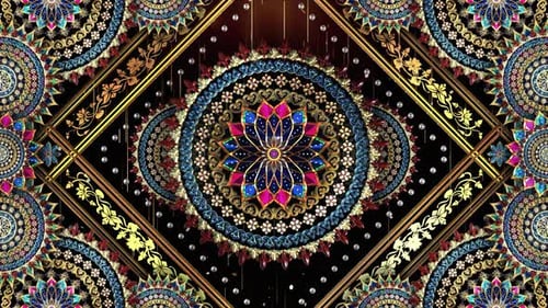 Festive Golden Ornate Mandala Loop Background