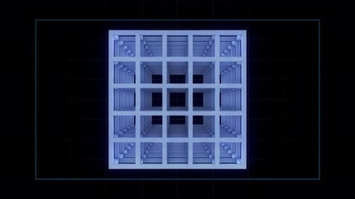 Digital Abstract Geometric Grid Cube Morphing Animation