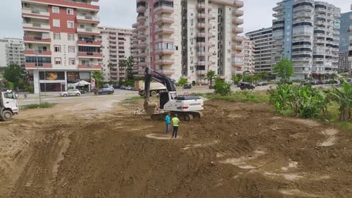 Aerial View Foundation Work Begins First Concrete and Heavy Machinery