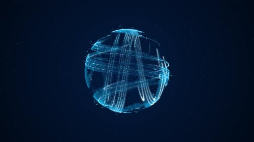 Futuristic HUD Wireframe Circle Structure Conceptual Animation Ball Sphere Wavy Round Spherical